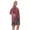 Plus size Floral κιμονό με κρόσια – Kόκκινο Plus size Floral κιμονό με κρόσια – Kόκκινο
