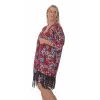 Plus size Floral κιμονό με κρόσια – Kόκκινο Plus size Floral κιμονό με κρόσια – Kόκκινο