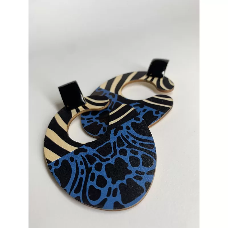 Σκουλαρίκια Zebra - Μπλε Σκουλαρίκια Zebra - Μπλε