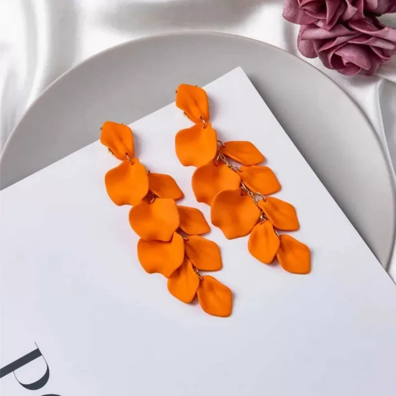 Leafy Earrings - Πορτοκαλί Leafy Earrings - Πορτοκαλί