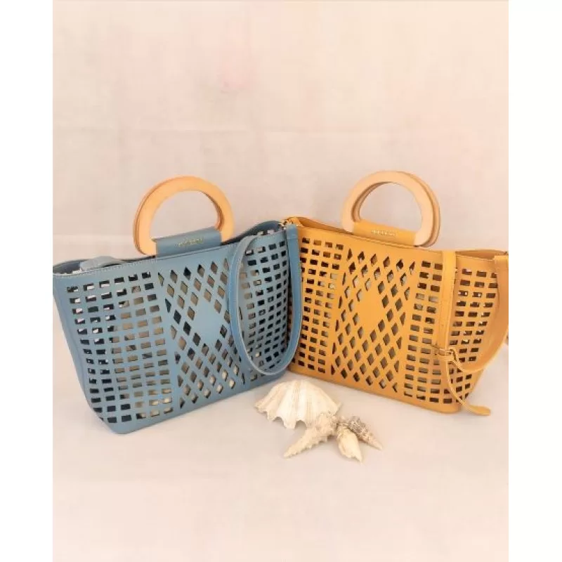 Τσάντα Tote Διάτρητη - Κίτρινο Τσάντα Tote Διάτρητη - Κίτρινο