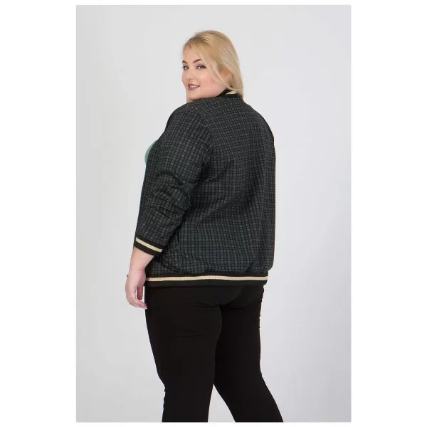Plus Size Καρό Jacket Bomber - Κυπαρισσί