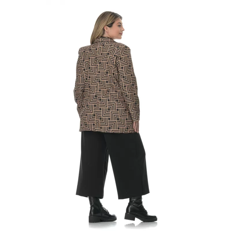 Plus Size Σακάκι Λαβύρινθος - Καφέ Plus Size Σακάκι Λαβύρινθος - Καφέ