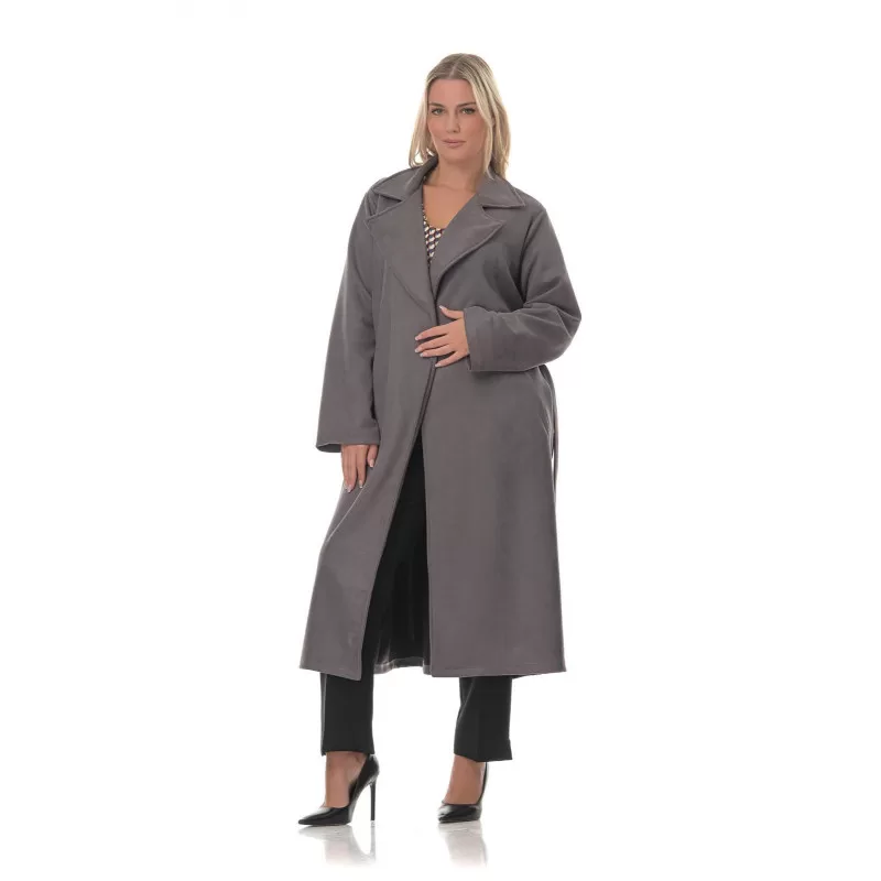Plus Size Παλτό Καστόρ - Γκρι Plus Size Παλτό Καστόρ - Γκρι