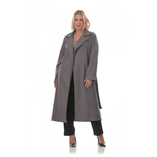 Plus Size Παλτό Καστόρ - Γκρι
