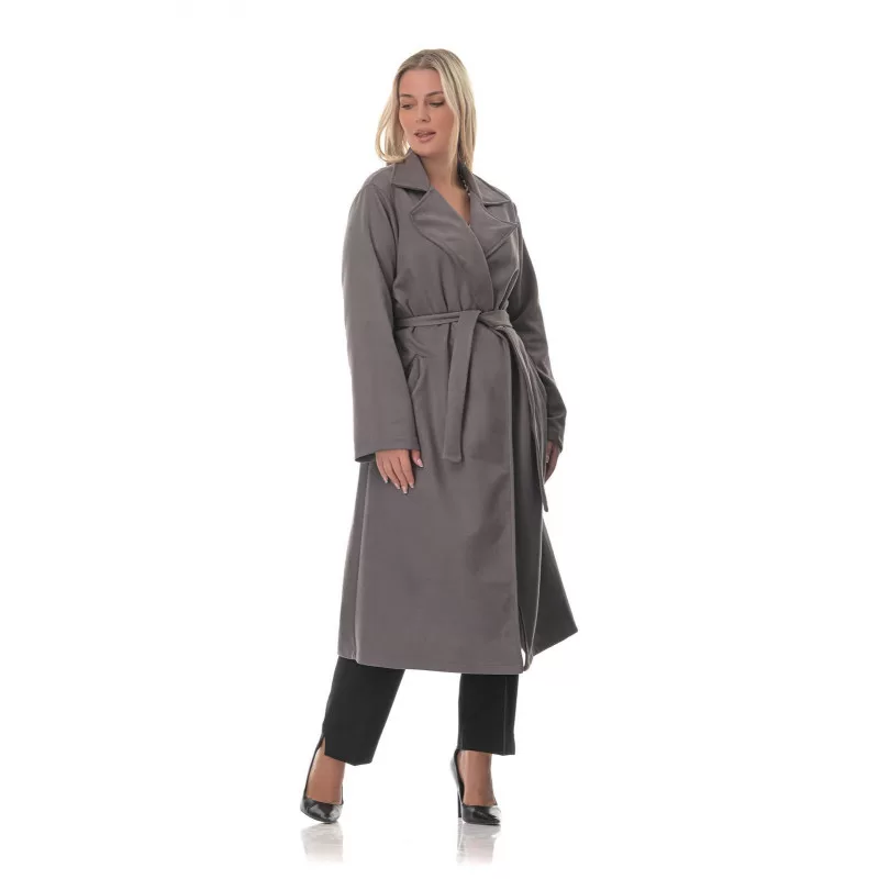 Plus Size Παλτό Καστόρ - Γκρι Plus Size Παλτό Καστόρ - Γκρι