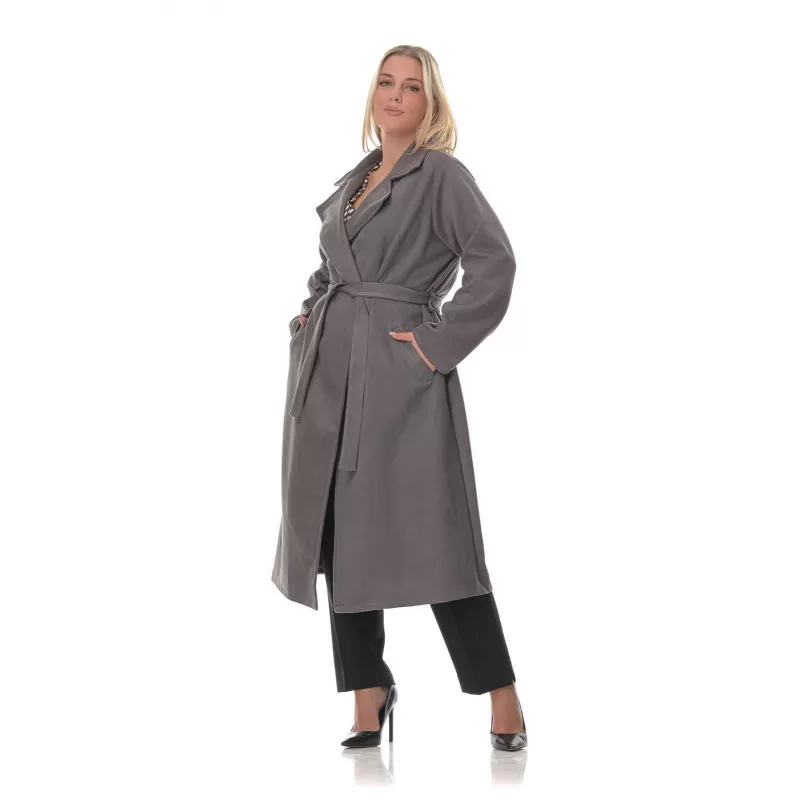 Plus Size Παλτό Καστόρ - Γκρι Plus Size Παλτό Καστόρ - Γκρι