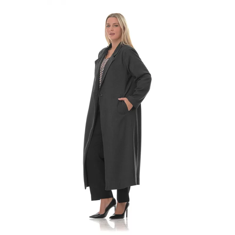 Plus Size Oversized Παλτό - Γκρι Plus Size Oversized Παλτό - Γκρι