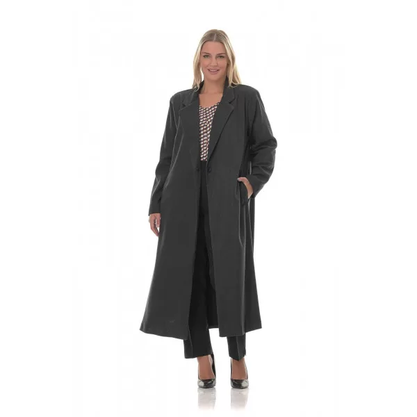 Plus Size Oversized Παλτό - Γκρι