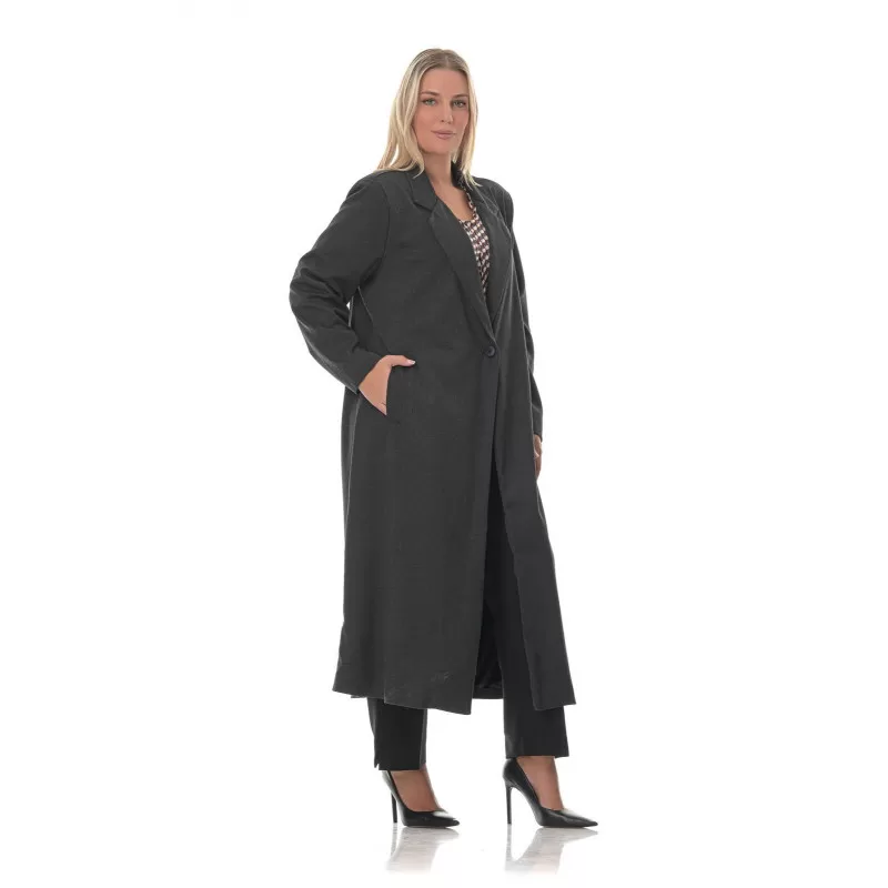Plus Size Oversized Παλτό - Γκρι Plus Size Oversized Παλτό - Γκρι