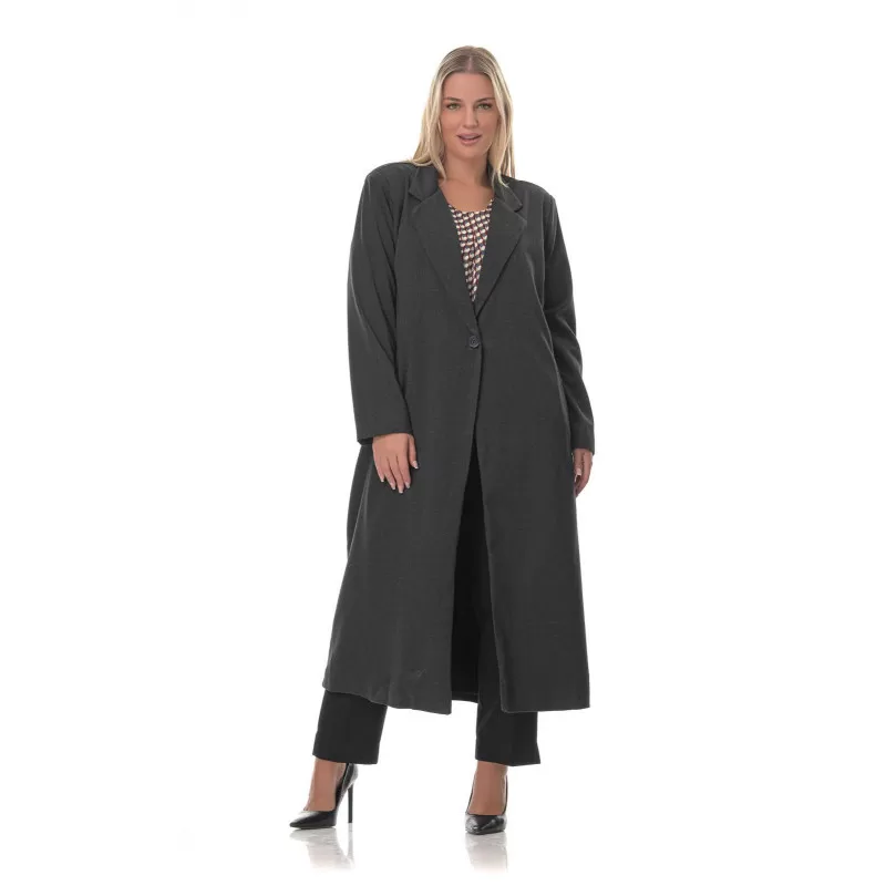 Plus Size Oversized Παλτό - Γκρι Plus Size Oversized Παλτό - Γκρι