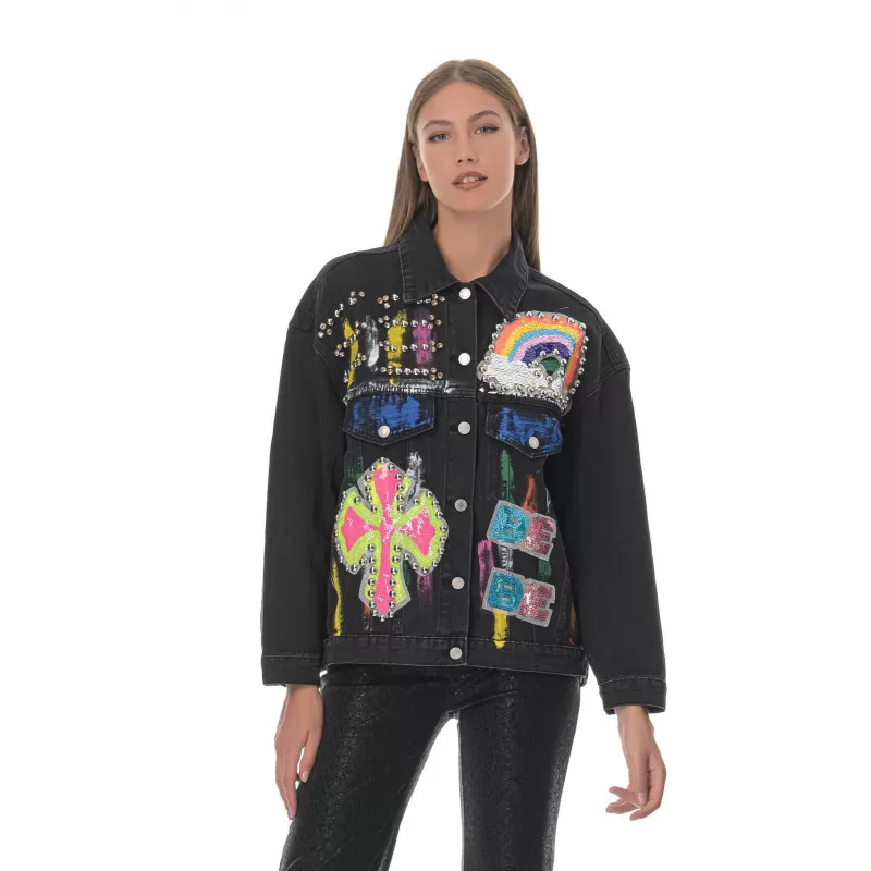 Jacket Jean Με Σχέδια - Μαύρο Jacket Jean Με Σχέδια - Μαύρο