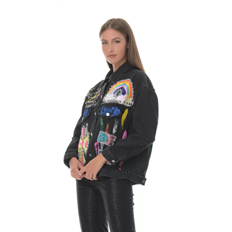 Jacket Jean Με Σχέδια - Μαύρο Jacket Jean Με Σχέδια - Μαύρο