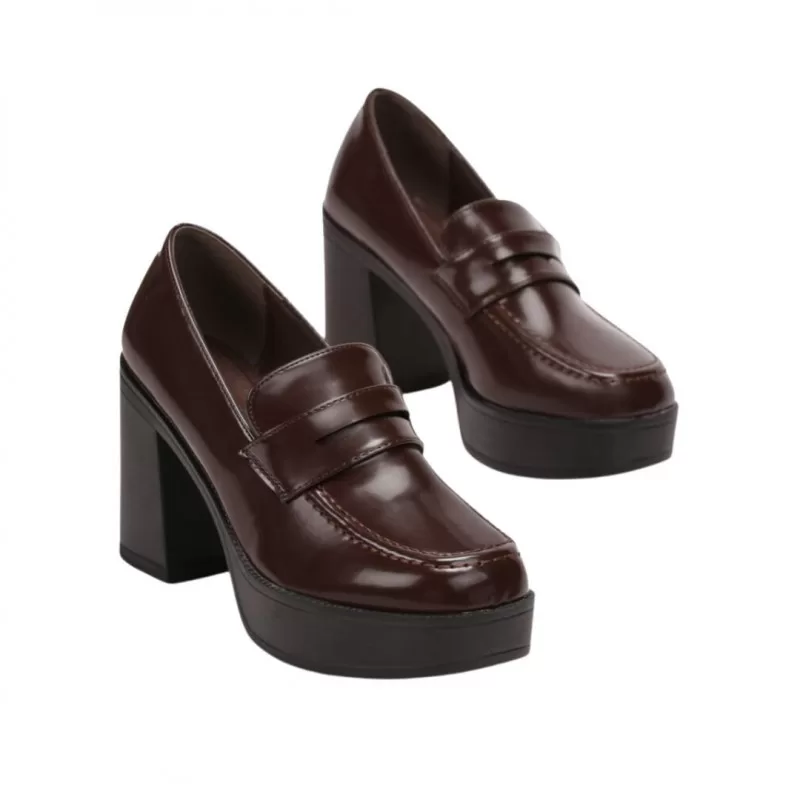 Γόβες Loafers Λουστρίνι - Καφέ Γόβες Loafers Λουστρίνι - Καφέ