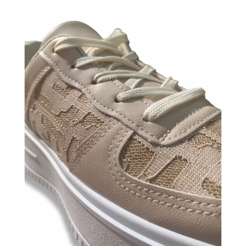 Sneakers Δίπατα Με Λάμψη - Μπεζ Sneakers Δίπατα Με Λάμψη - Μπεζ