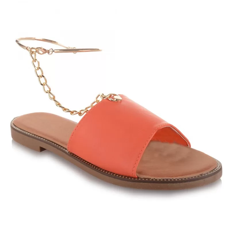 Σανδάλια Με Anklet Βραχιόλι - Κοραλί Σανδάλια Με Anklet Βραχιόλι - Κοραλί