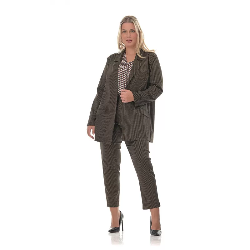 Plus Size Κοστούμι Ριγέ - Μαύρο Plus Size Κοστούμι Ριγέ - Μαύρο