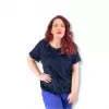 Plus Size Μπλούζα Μοχέρ Με Λάμψη - Μπλε