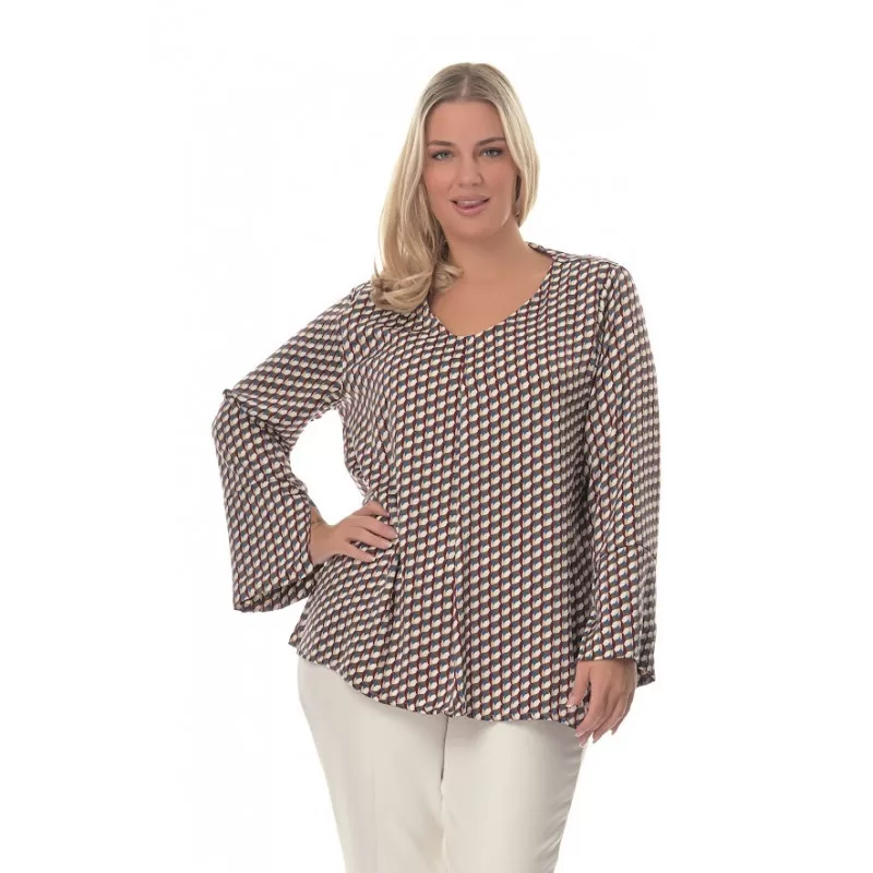 Plus Size Μπλούζα Σατινέ - Λευκή (Εμπριμέ) Plus Size Μπλούζα Σατινέ - Λευκή (Εμπριμέ)