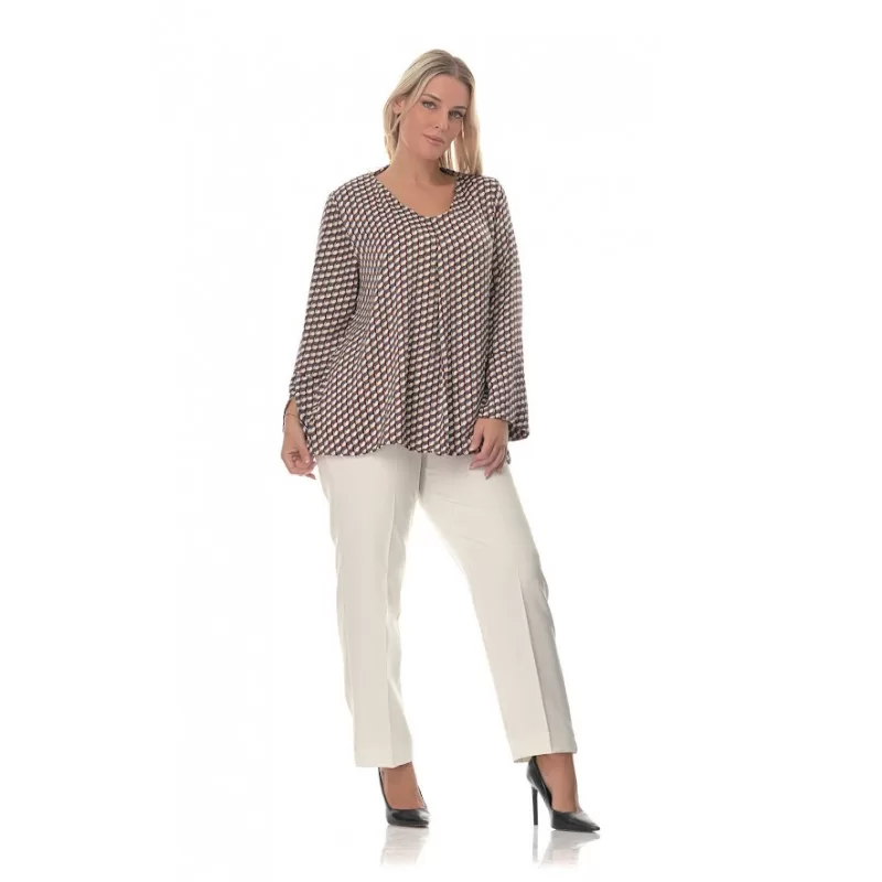 Plus Size Μπλούζα Σατινέ - Λευκή (Εμπριμέ) Plus Size Μπλούζα Σατινέ - Λευκή (Εμπριμέ)