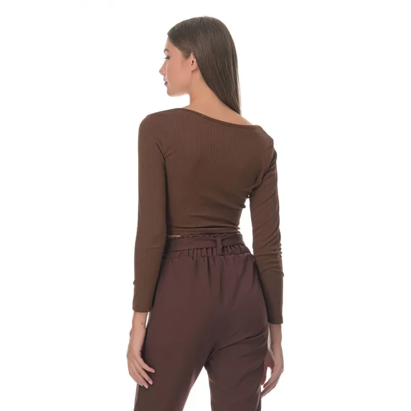 Crop Top Μακρυμάνικο - Καφέ Crop Top Μακρυμάνικο - Καφέ