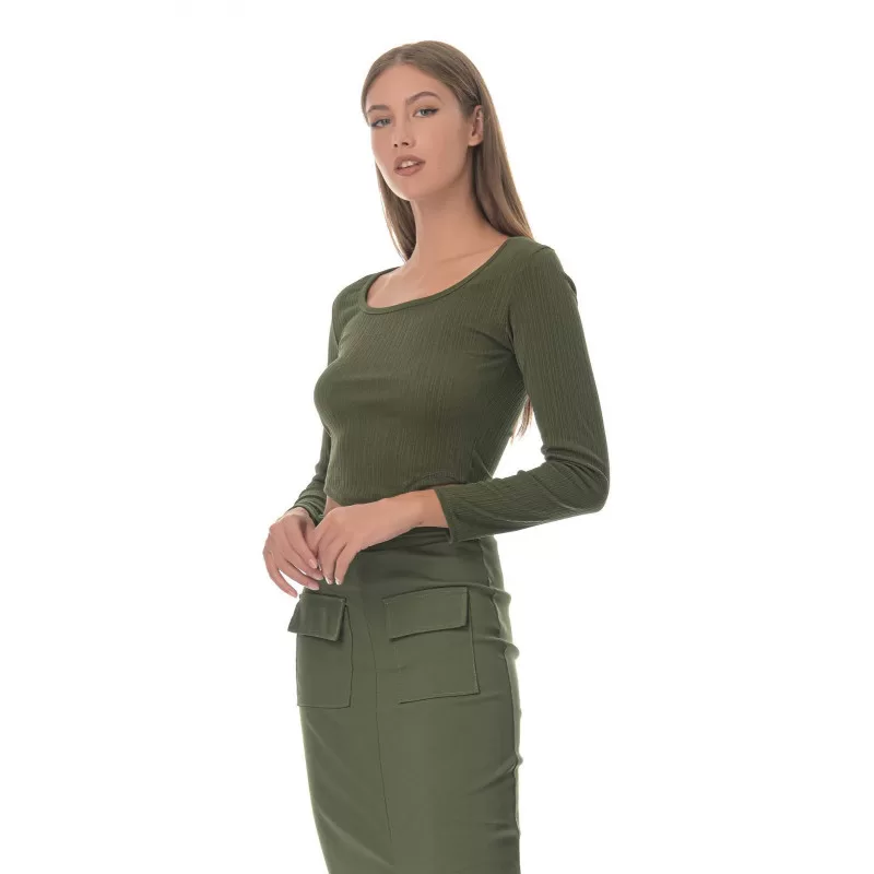 Crop Top Μακρυμάνικο - Μπεζ Crop Top Μακρυμάνικο - Μπεζ