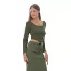 Crop Top Μακρυμάνικο - Χακί Crop Top Μακρυμάνικο - Χακί