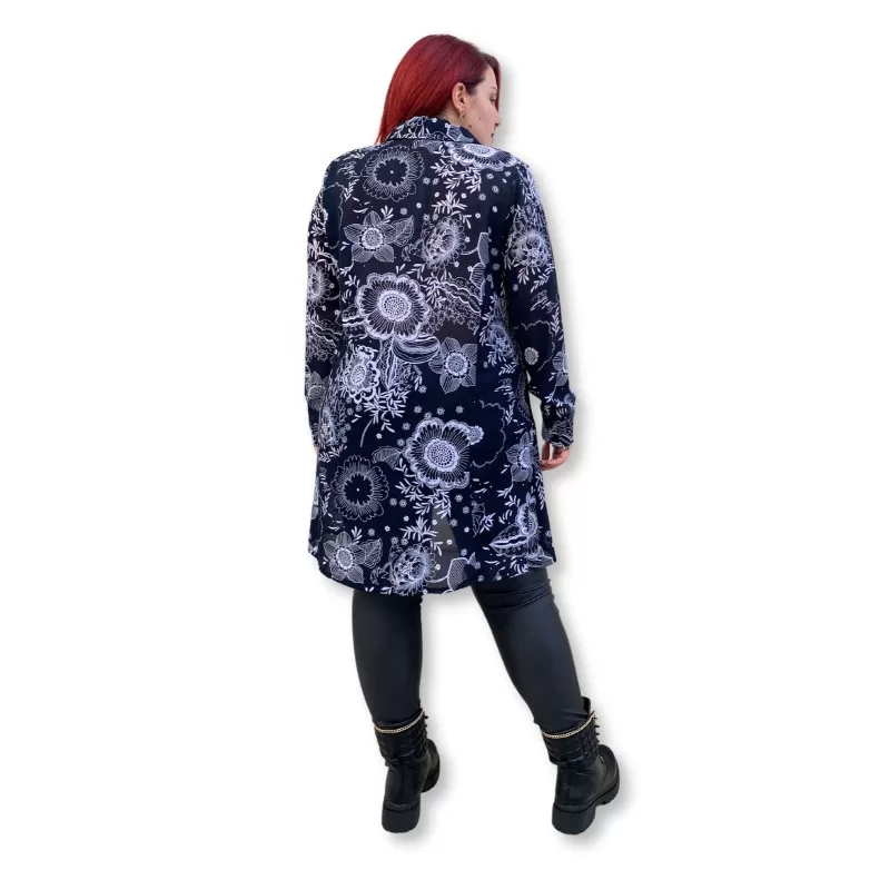 Plus Size Πουκάμισο Floral Tropical - Μπλε Plus Size Πουκάμισο Floral Tropical - Μπλε
