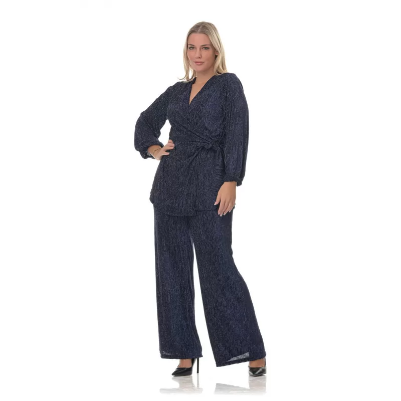 Plus Size Set Κρουαζέ/Παντελόνα Με Λάμψη - Μαύρο Plus Size Set Κρουαζέ/Παντελόνα Με Λάμψη - Μαύρο