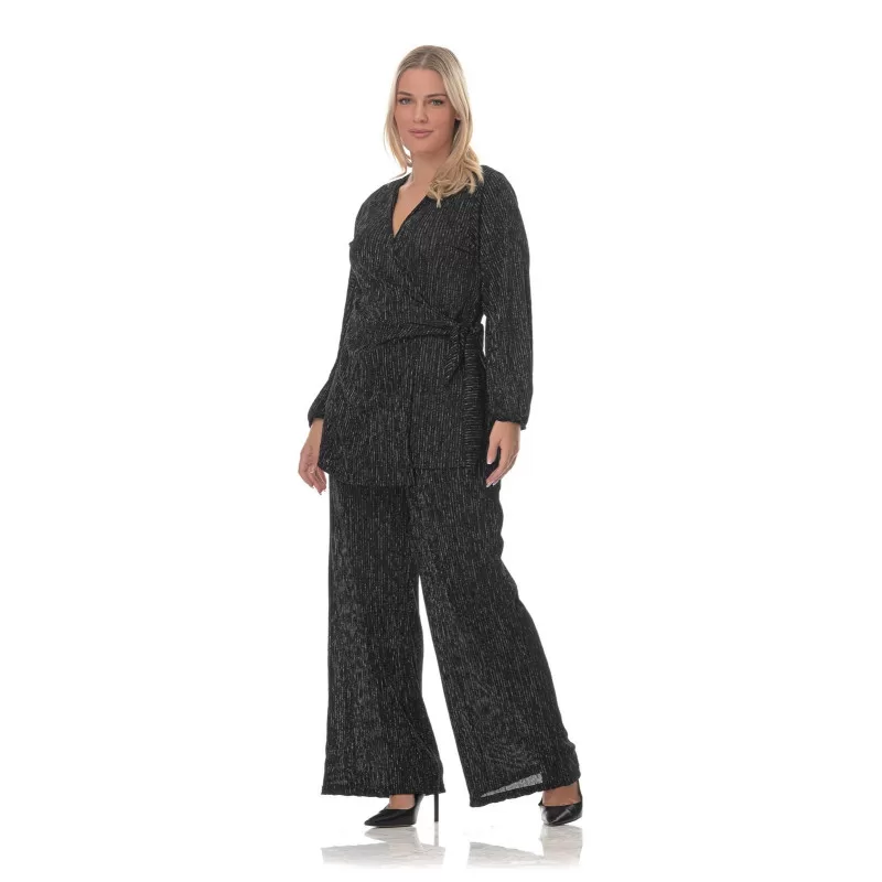 Plus Size Set Κρουαζέ/Παντελόνα Με Λάμψη - Μαύρο Plus Size Set Κρουαζέ/Παντελόνα Με Λάμψη - Μαύρο