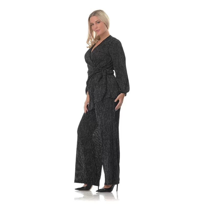 Plus Size Set Κρουαζέ/Παντελόνα Με Λάμψη - Μαύρο Plus Size Set Κρουαζέ/Παντελόνα Με Λάμψη - Μαύρο