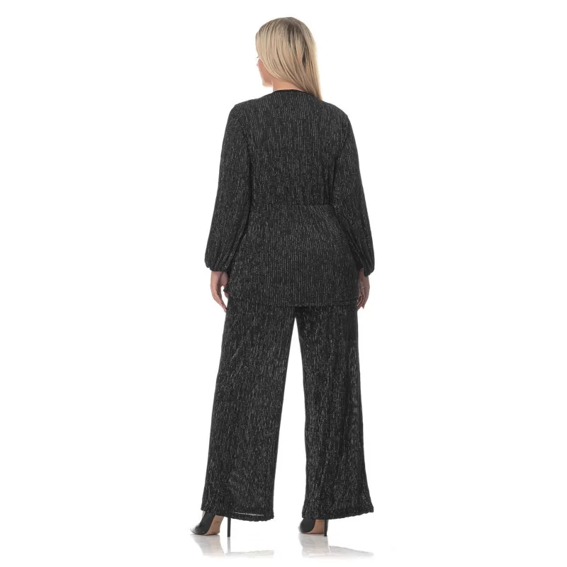 Plus Size Set Κρουαζέ/Παντελόνα Με Λάμψη - Μαύρο Plus Size Set Κρουαζέ/Παντελόνα Με Λάμψη - Μαύρο