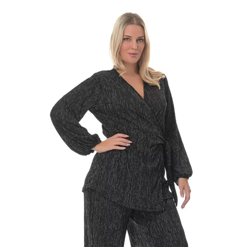 Plus Size Set Κρουαζέ/Παντελόνα Με Λάμψη - Μαύρο Plus Size Set Κρουαζέ/Παντελόνα Με Λάμψη - Μαύρο