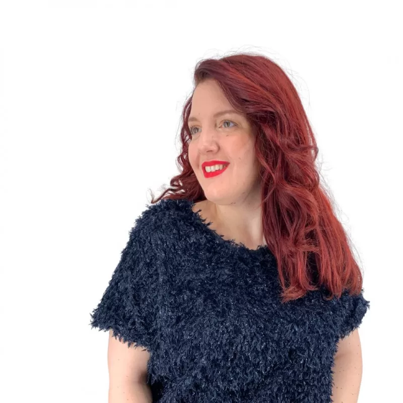 Plus Size Μπλούζα Μοχέρ Με Λάμψη - Μπλε