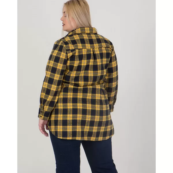 Plus Size Πουκάμισο Καρό - Κίτρινο 