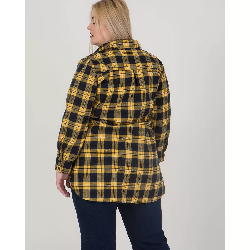 Plus Size Πουκάμισο Καρό - Κίτρινο Plus Size Πουκάμισο Καρό - Κίτρινο