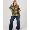 Plus Size Πουκάμισο Καρό - Κίτρινο Plus Size Πουκάμισο Καρό - Κίτρινο