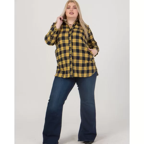 Plus Size Πουκάμισο Καρό - Κίτρινο 