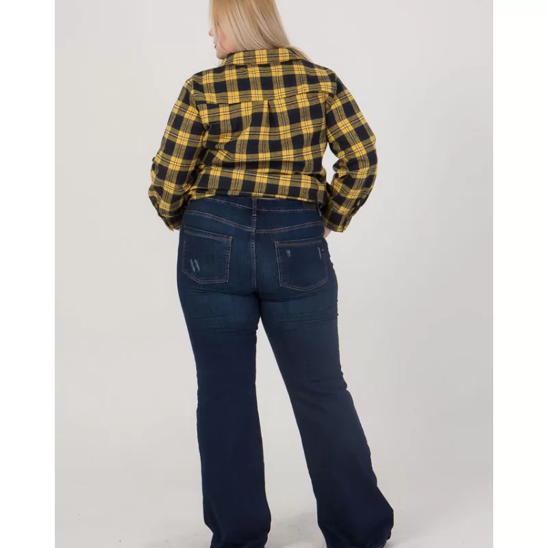 Plus Size Πουκάμισο Καρό - Κίτρινο Plus Size Πουκάμισο Καρό - Κίτρινο