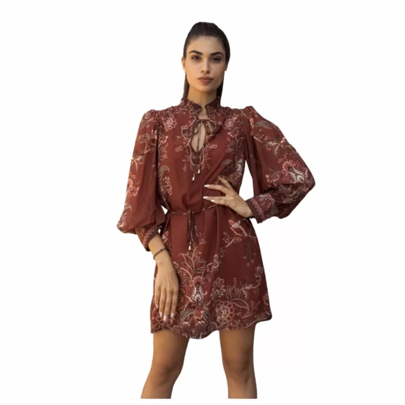Φόρεμα Mini Floral - Καφέ Φόρεμα Mini Floral - Καφέ