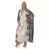 Plus Size Maxi Floral Καφτάνι - Λευκό Plus Size Maxi Floral Καφτάνι - Λευκό