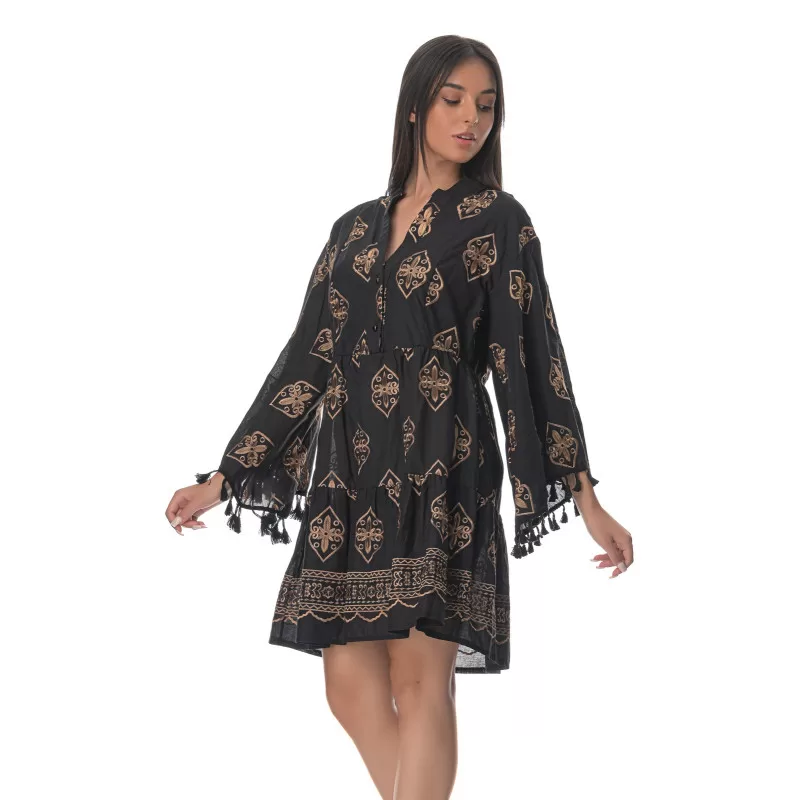 Mykonos ethnic mini φόρεμα - μαύρο Mykonos ethnic mini φόρεμα - μαύρο