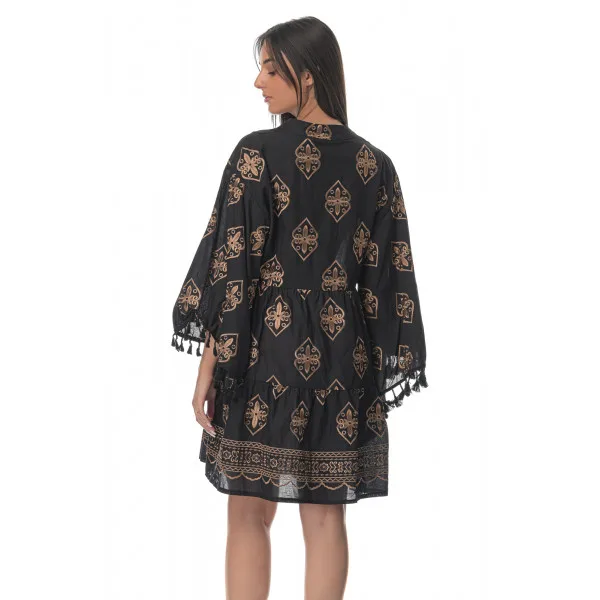 Mykonos ethnic mini φόρεμα - μαύρο
