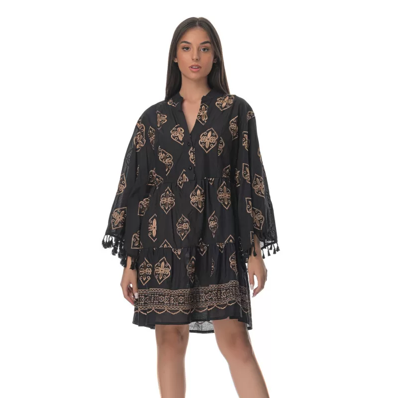 Mykonos ethnic mini φόρεμα - μαύρο Mykonos ethnic mini φόρεμα - μαύρο