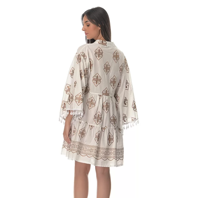 Mykonos ethnic mini φόρεμα - λευκό Mykonos ethnic mini φόρεμα - λευκό