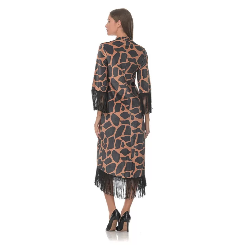Φόρεμα Βελούδινο Με Κρόσια Animal Print - Καφέ Φόρεμα Βελούδινο Με Κρόσια Animal Print - Καφέ
