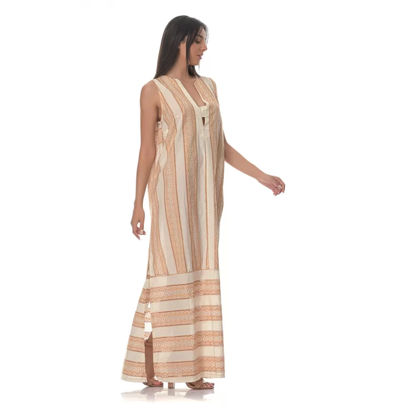 Φόρεμα Boho Maxi βαμβακερό - μπεζ Φόρεμα Boho Maxi βαμβακερό - μπεζ