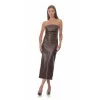 Φόρεμα Midi Strapless Δερμάτινο - Καφέ Φόρεμα Midi Strapless Δερμάτινο - Καφέ