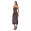 Φόρεμα Midi Strapless Δερμάτινο - Καφέ Φόρεμα Midi Strapless Δερμάτινο - Καφέ