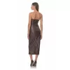 Φόρεμα Midi Strapless Δερμάτινο - Καφέ Φόρεμα Midi Strapless Δερμάτινο - Καφέ